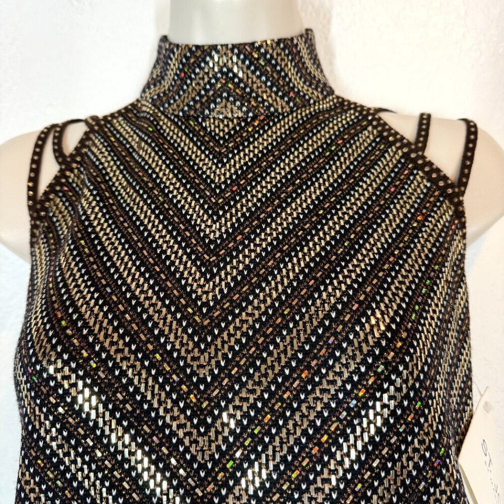 St John Top Vintage Wool Sparkle Brown Gold Party Retro Disco Small READ - Picture 3 of 12